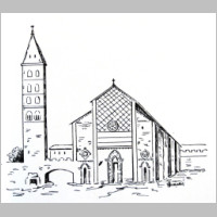 Duomo di Viterbo nel XIII sec. (disegno da Scriattoli). Autore ALESSANDROMARCOA, Wikipedia.jpg